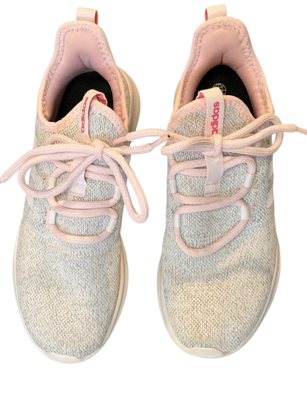 Adidas Cloudfoam Running Shoes Gray Pink Sneakers Girls Size 5 Great Condition